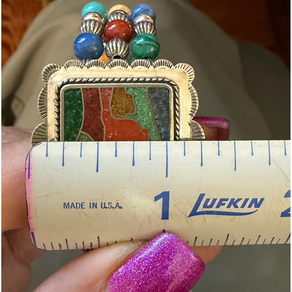 Carolyn Pollack Relios Sterling Multi Gemstone Desert Scene Beaded Cuff Bracelet